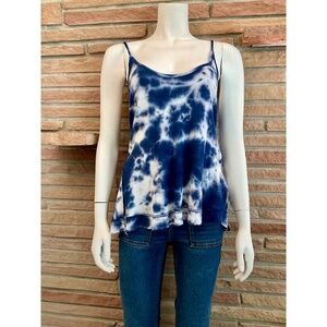 Blue Tie Dye Oversized Spaghetti Strap Tank
